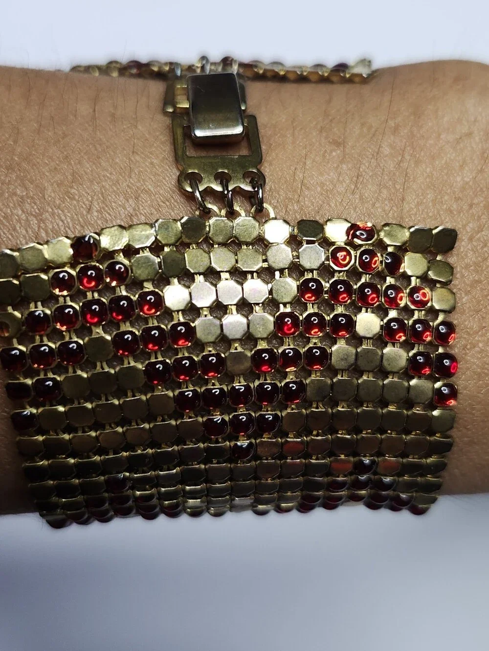 Gold and Red Sequin Chainmail Evening Clutch